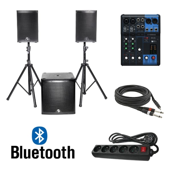 Kit de sono Elokance 800 watts avec mixette, cable PC et logo bluetooth