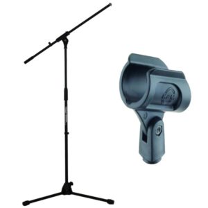 pied de micro en location en bretagne avec la pince interchangeable selon type de microphone