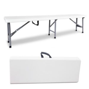 Banc pliable blanc avec poignée de transport