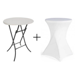 Table mange debout pliante avec sa housse blanche