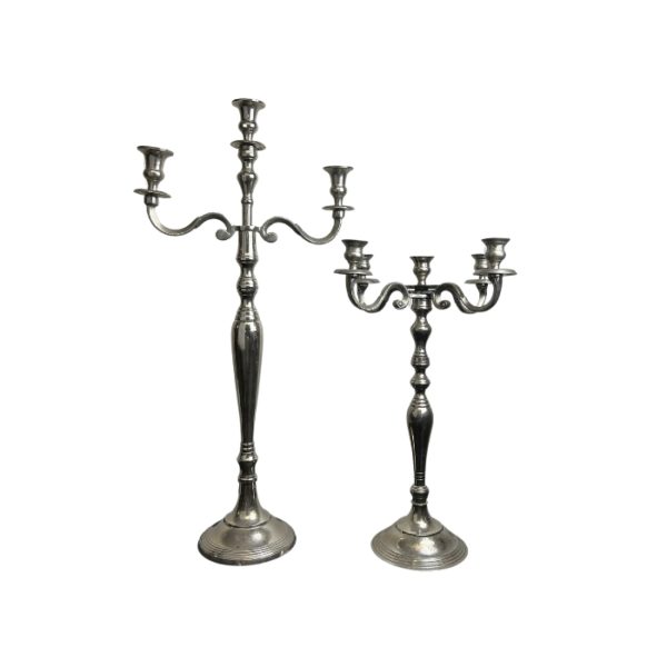 Lot de 2 chandeliers en argent grand et moyen de taille