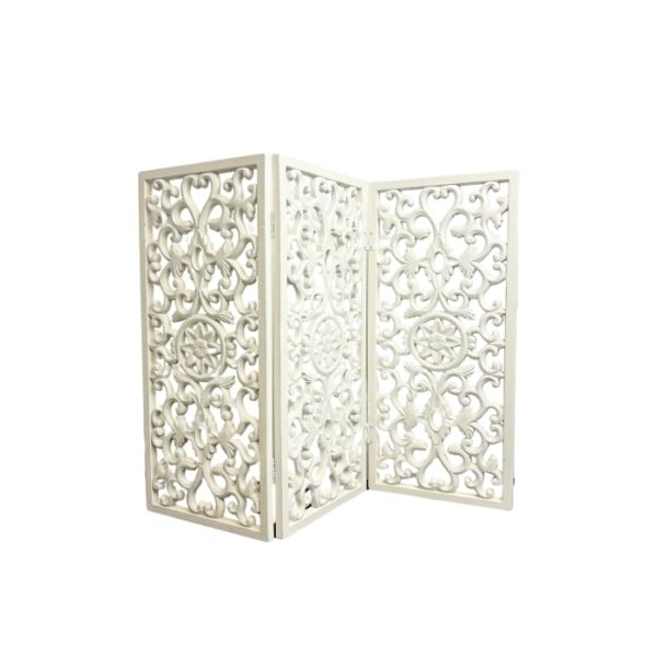 Paravent de table blanc avec 3 panneaux style oriental