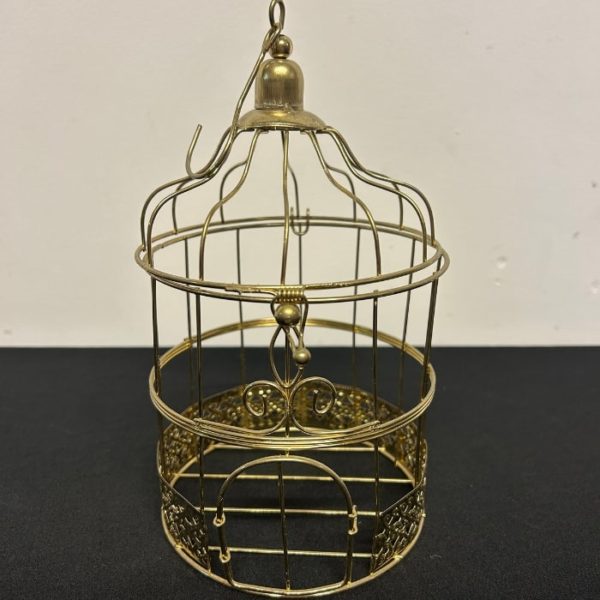 Petite cage a oiseaux avec socle rond couleur doré