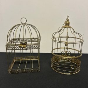 Lot de 2 cages à oiseaux couleur doré en location